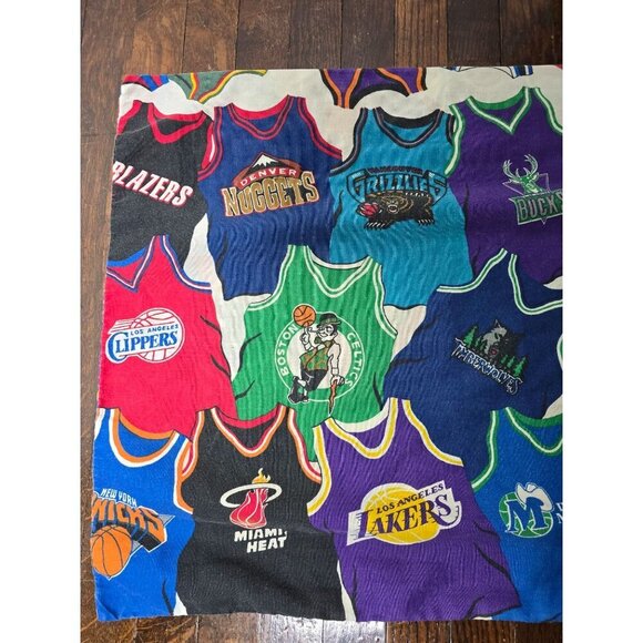 Vintage 90s Springs NBA All Team Jersey Pillowcase Lakers Miami Heat Chicago - Picture 7 of 9